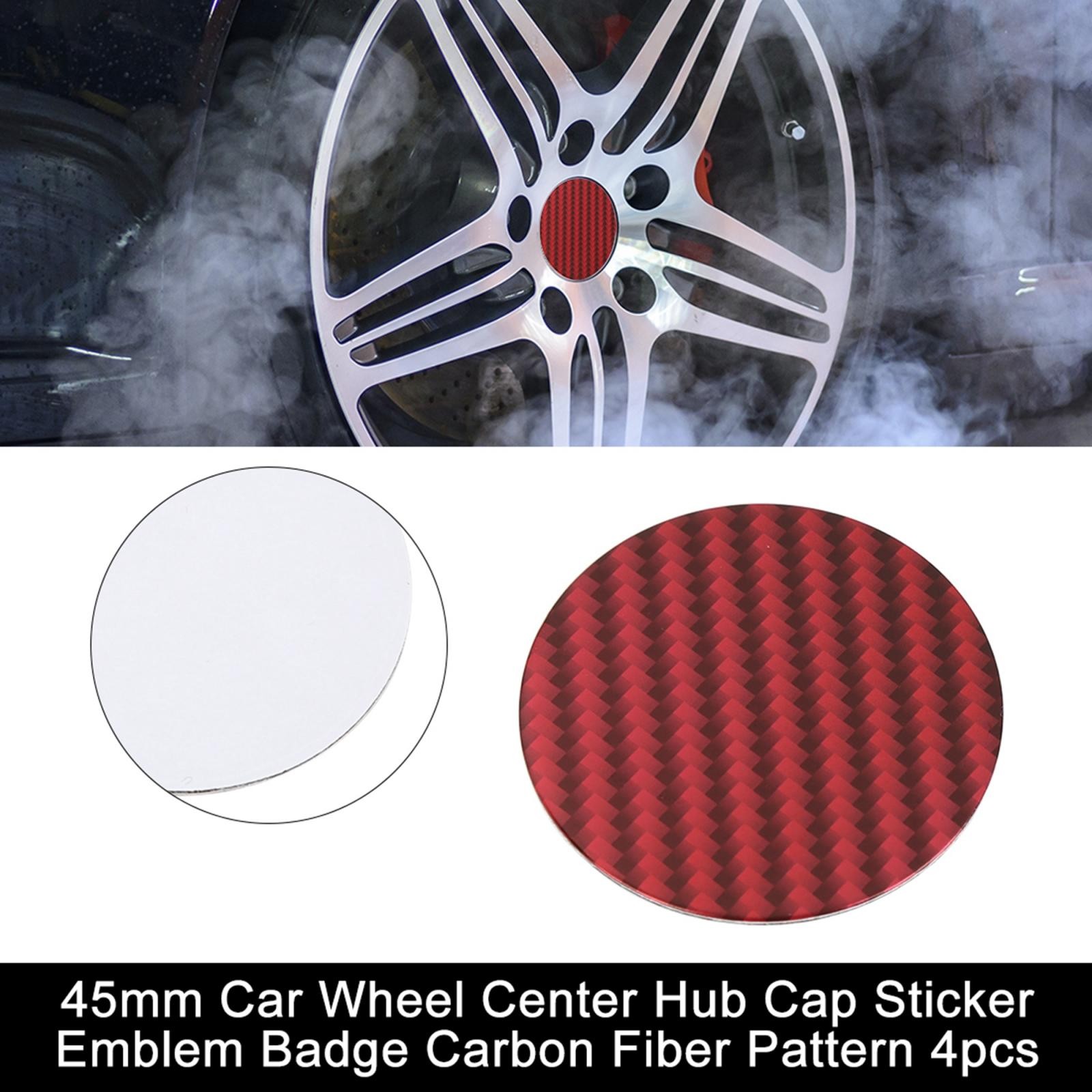 4pcs 45mm Red Carbon Fiber Wheel Center Cap Stickers