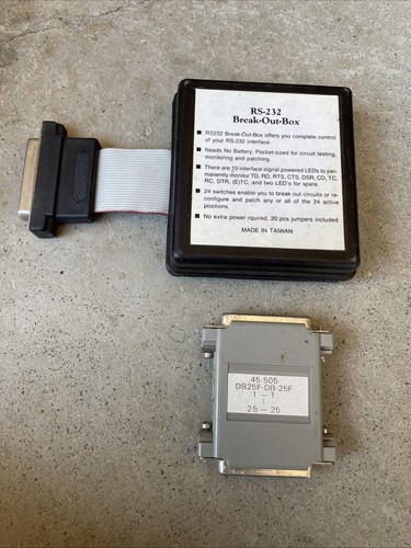 Pocket-Sized RS-232/Serial Break Out Box w/ Jumpers & DB25 Female to DB25 Female