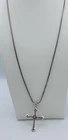 Brighton Reversible Cross Necklace Silver Gold Crystal Two Tone Pendant Snake