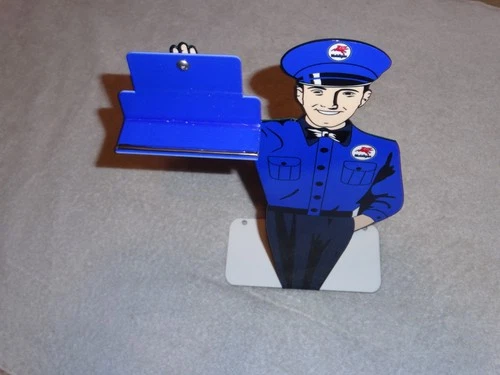 VINTAGE MOBIL MOBILGAS PEGASUS 12" METAL GASOLINE OIL BUSINESS CARD HOLDER SIGN!