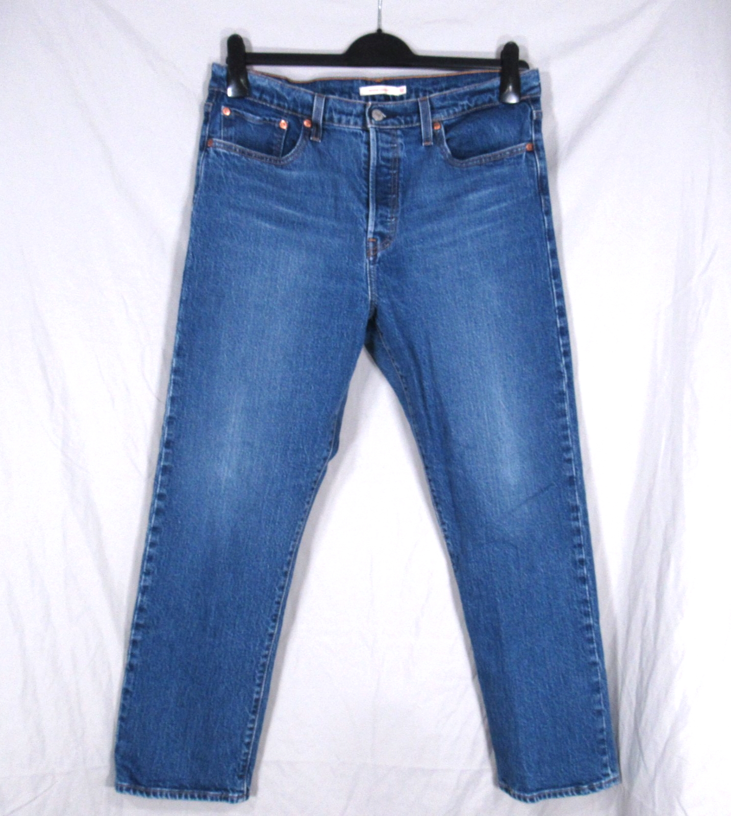 LEVI'S Blue Denim WEDGIE Button-Fly HIGH-RISE 5-Pocket STRAIGHT LEG Jeans Sz 32