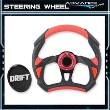 Universal 320MM Battle Type Black Red PVC Leather Steering Wheel 6 Hole Drift