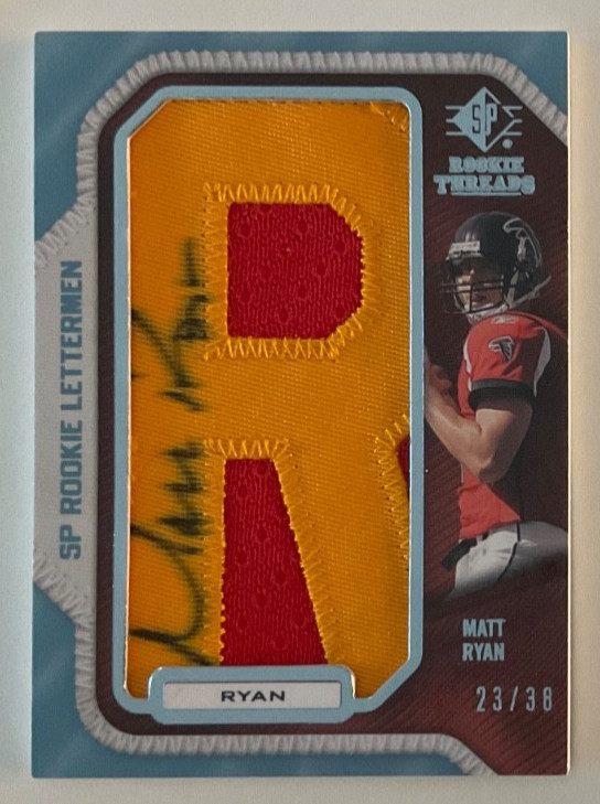 Matt Ryan SP Rookie Threads #MR40 Rookie Lettermen Patch-Autograph-R