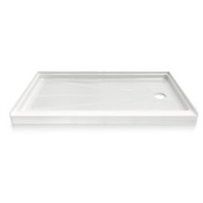 White 30" X 60" Right Drain Single Threshold Rectangular Shower Base Easy Clean
