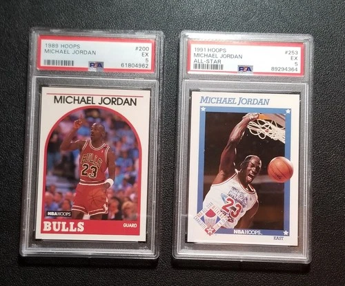 Michael Jordan Graded Lot - 2 Cards PSA 5 EX 1989 1991 Bulls