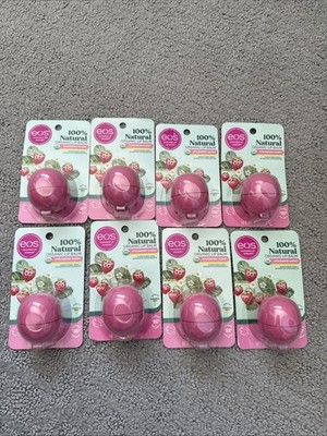 8 Eos 100% Natural & Organic Lip Balm- Strawberry Sorbet Sensitive Skin Sealed