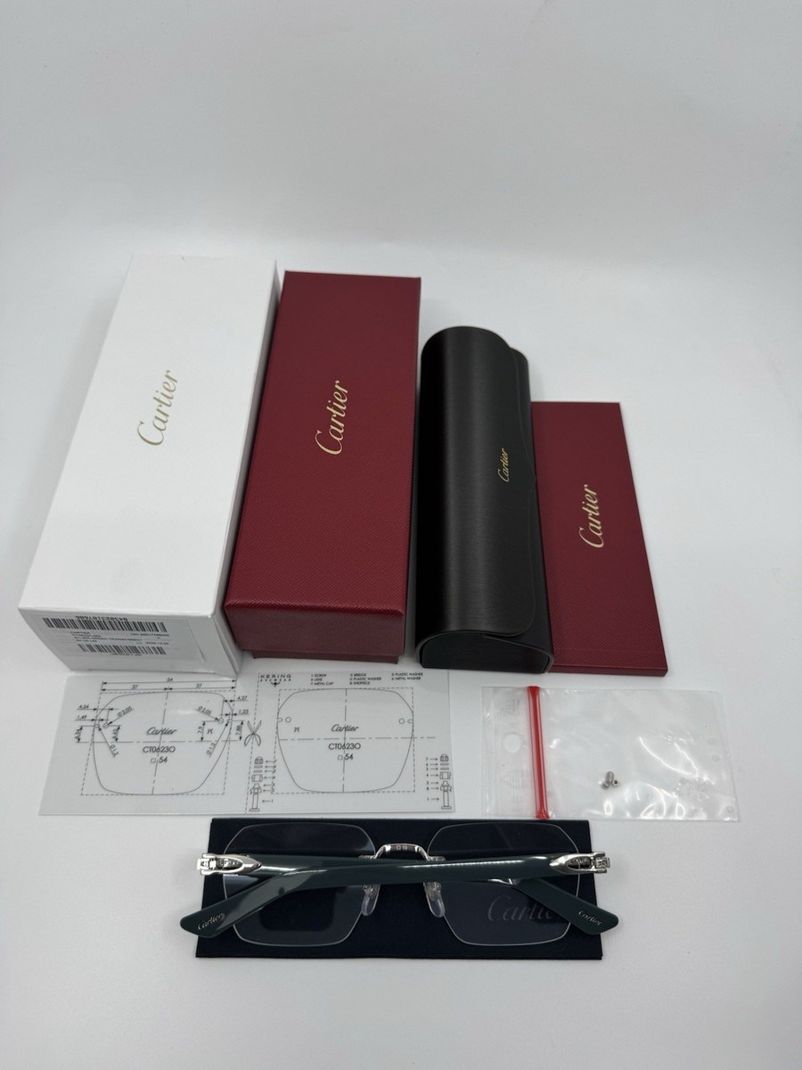 NEW! Cartier Silver/Green CT0623O-003 Glasses (Transparent Lens