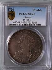 1726 Russia Rouble Bust Left Catherine I Graded by NGC as XF45 D1664