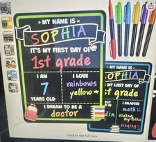 BACK TO SCHOOL SUPPLIES - 1st Day of School Blackboard! Good for all Ages!