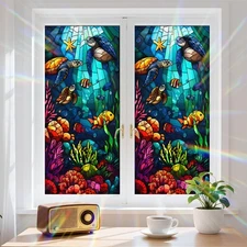 Window Privacy Film Static Cling Stained Glass Window Film Window Clings for Gla