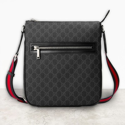 100 % ECHT GUCCI MESSENGER BAG GRAU SCHWARZ SCHULTERTASCHE MESSENGER BAUCHTASCHE HERREN
