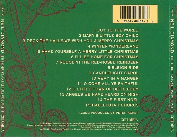 Нил Даймонд - Рождественский альбом том II - Columbia Records CD # CK 66465 - Изображение 3 из 3