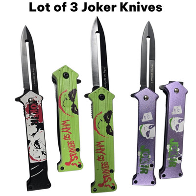 3 x Joker Tactical Spring Assisted Open Blade Folding Pocket Knife 8'' Free Ship