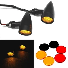 MISS MOLY Black Motorcycle LED Turn Signals Amber Light Brake Running Tail Li...