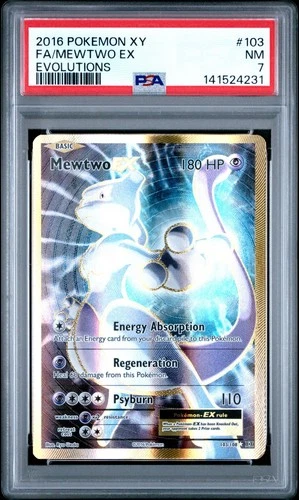 FULL ART MEWTWO EX 2016 POKEMON XY EVOLUTIONS #103 PSA 7
