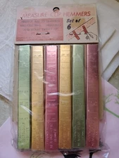 VINTAGE NIP COLORED ALUMINUM MEASURE CHIP CLIPS DRESSMAKING SEWING HEM GUIDE