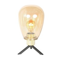 Tischleuchte Modern Glas Metall Schwarz Messing Schlafzimmer 28 Cm Tischlampe