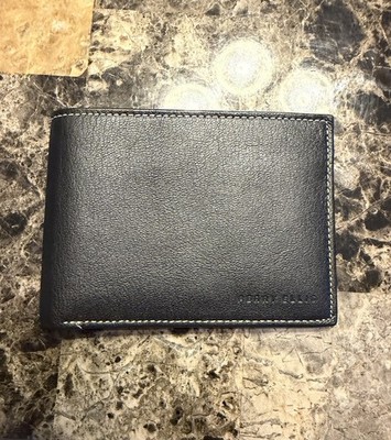Perry Ellis Black Genuine Leather Bifold Wallet