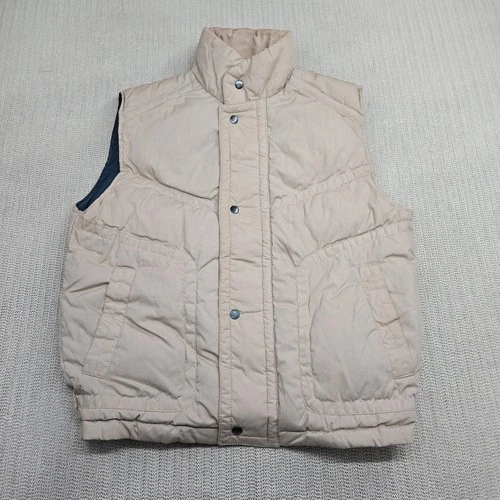 Vintage Charleston Bay Puffer Vest Mens Medium Beige Down Filled Insulated 80s