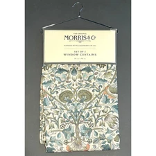 William Morris & Co. Window Curtains Panels Lodden Set Pair 50 X 96” Blue Drapes