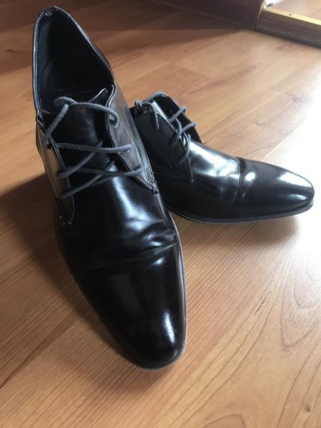 Men Bugatti Heels Black Leather 44.5