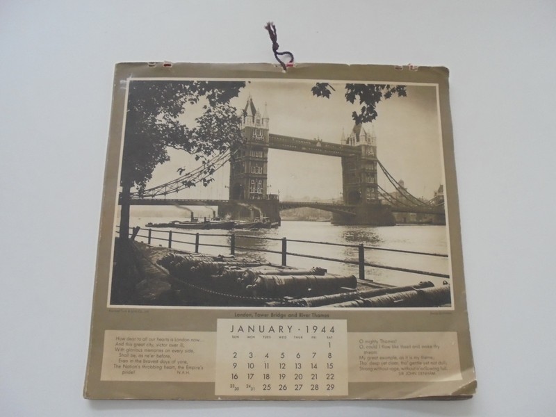 VTG 1944 Raphael Tuck & Sons There'll always be an England Calendar Ephemera B&W