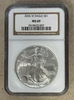 2006 W SILVER EAGLE DOLLAR COIN NGC MS 69
