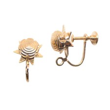 Vintage Screw Back Earring Findings with Open Loop, Flower Charm Gold Tone