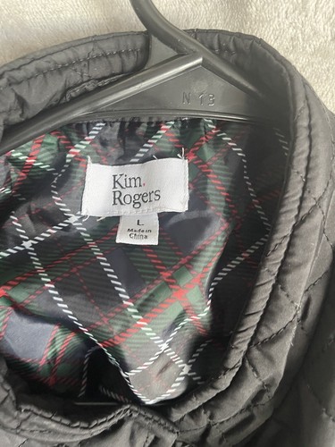 Kim Rogers Puff Sleeveless Vest Gray With Blue Plaid Women's Size Large - Picture 2 of 7