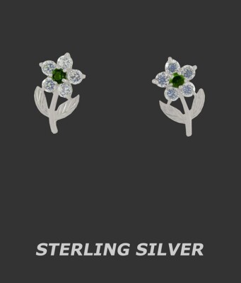 LAB CREATED PERIDOT & WHITE SAPPHIRE OHRSTECKER .925 Silber - Neu mit Etikett - Schraubverschluss