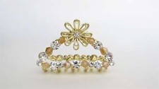 Small gold bead and crystal flower gold metal hair claw clip bridal clip