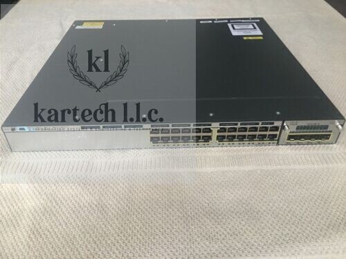 Cisco WS-C3750X-24T-E 24-Port Gigabit 3750X Switch w/ AC Power - IPSERVICE LICEN