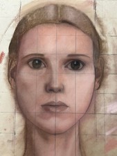 PORTRAIT FRAU GROSSE KREIDEZEICHNUNG ZEICHNUNG AUF PAPIER 43x61cm STUDIE