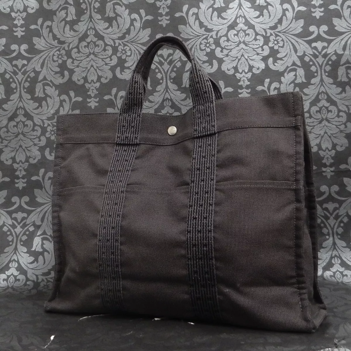 Hermes Grey Canvas Herline MM Tote Hermes