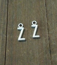 2 Letter Z Charms Alphabet Pendants Uppercase Antiqued Silver