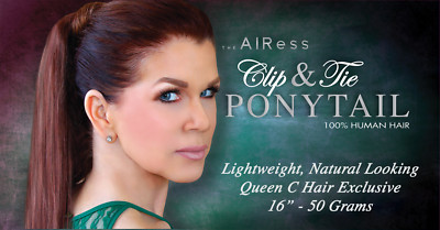 Queen C AIRess Lightweight Human Hair Ponytail Extension Fine Thin Hair