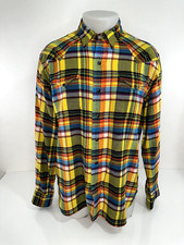 POLO RALPH LAUREN Western BLACK PEARL SNAP Colorful Soft Flannel Mens L Shirt EX
