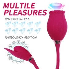 Rose Female Massage 10-Speeds Massager Tongue Double-head Licking Birthday Gifts
