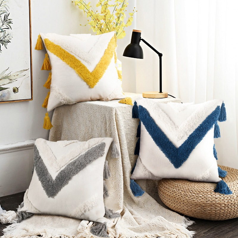 Ethnic Style Sofa Winter Pillow Cover Plush Throw Pillowcase