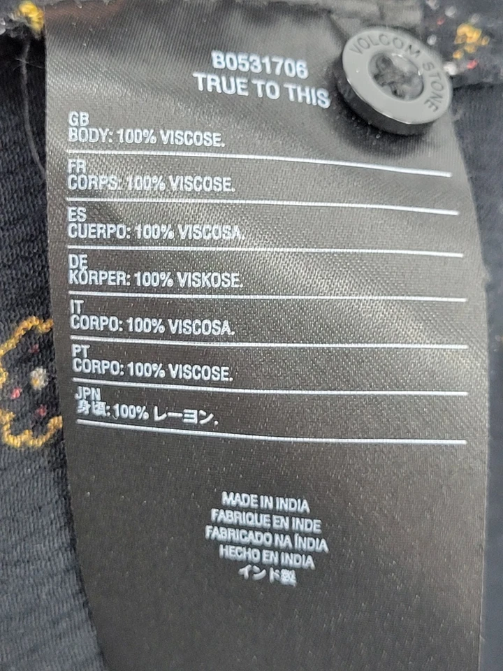 Volcom Top Womens Medium Black tribal Boho Print Long Sleeve Button Up Flosy - Image 4 of 4