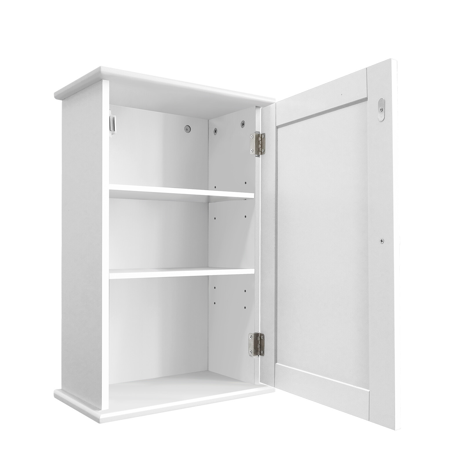 Bathroom Cabinet Single Wall Mounted Storage Cupboard 3-Tier Shelf, White - Image 6