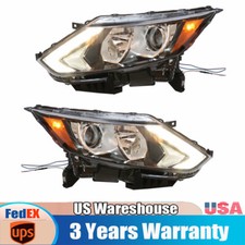 Pair Fit 2017-2019 Nissan Rogue Sport Halogen LED Projector Headlights Headlamps