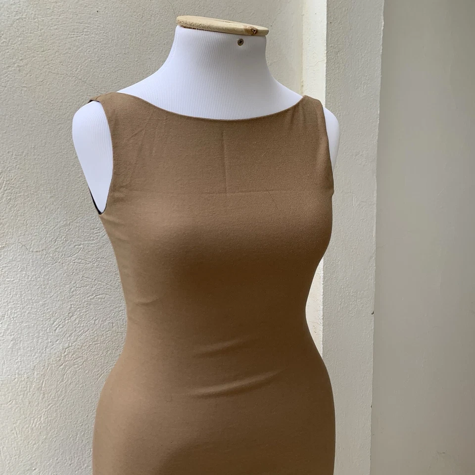 GUCCI A Line Dress Size XS Beige Sleeveless Wool Cashmere Made In Italy #R - Image 4 of 4