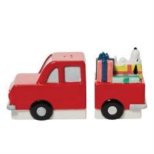 Dept.56 Ceramics 6011520 HOLIDAY SNOOPY IN RED TRUCK Salt & Pepper Shakers