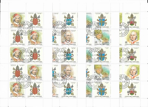 Vaticano 2000 PAPAS DEL AÑO SANTO MNH CTO CONJUNTO de mini hojas SC # 1141-1149 - Imagen 1 de 2