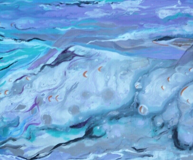 SUNI, FLOWING ABSTRACTION WATER ABSTRACT MODERN VINTAGE OIL PAINTING MODERNISM