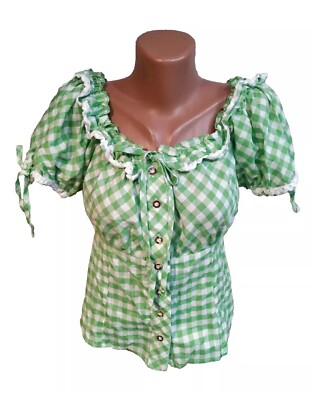 Stockerpoint women's  shirt blouse size M green white color plaid 