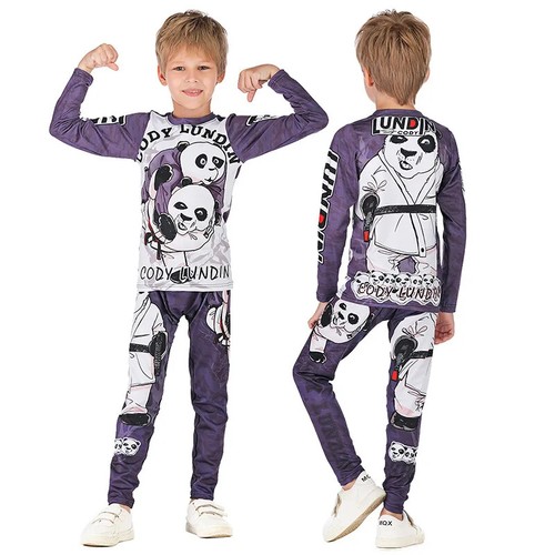 Jiu Jitsu Kimono MMA Kid's T-shirt+Pant Sets Kid Rash Guard Children Muay Thai - Picture 26 of 40