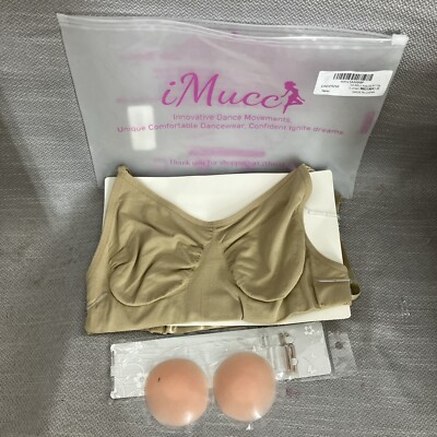 Imucc Dance Bra Nude iM8B12 High Chest Adult M Clear Straps Convertible NWT