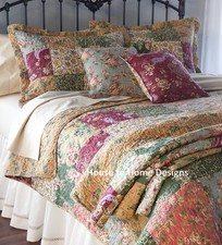 ANTIQUE COUNTRY PATCHWORK King QUILT SET : FLORAL PAISLEY 100 COTTON CHIC